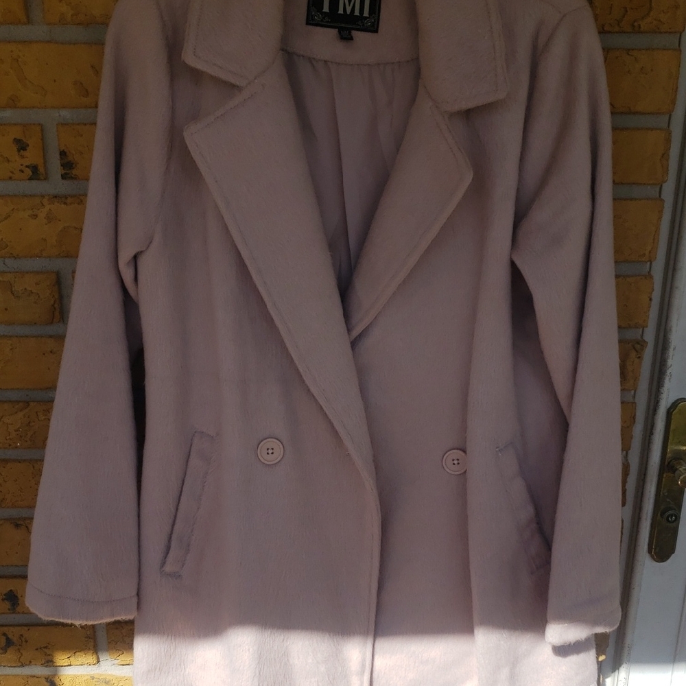 Mi Women's Blush Double-Breasted Pea Coat